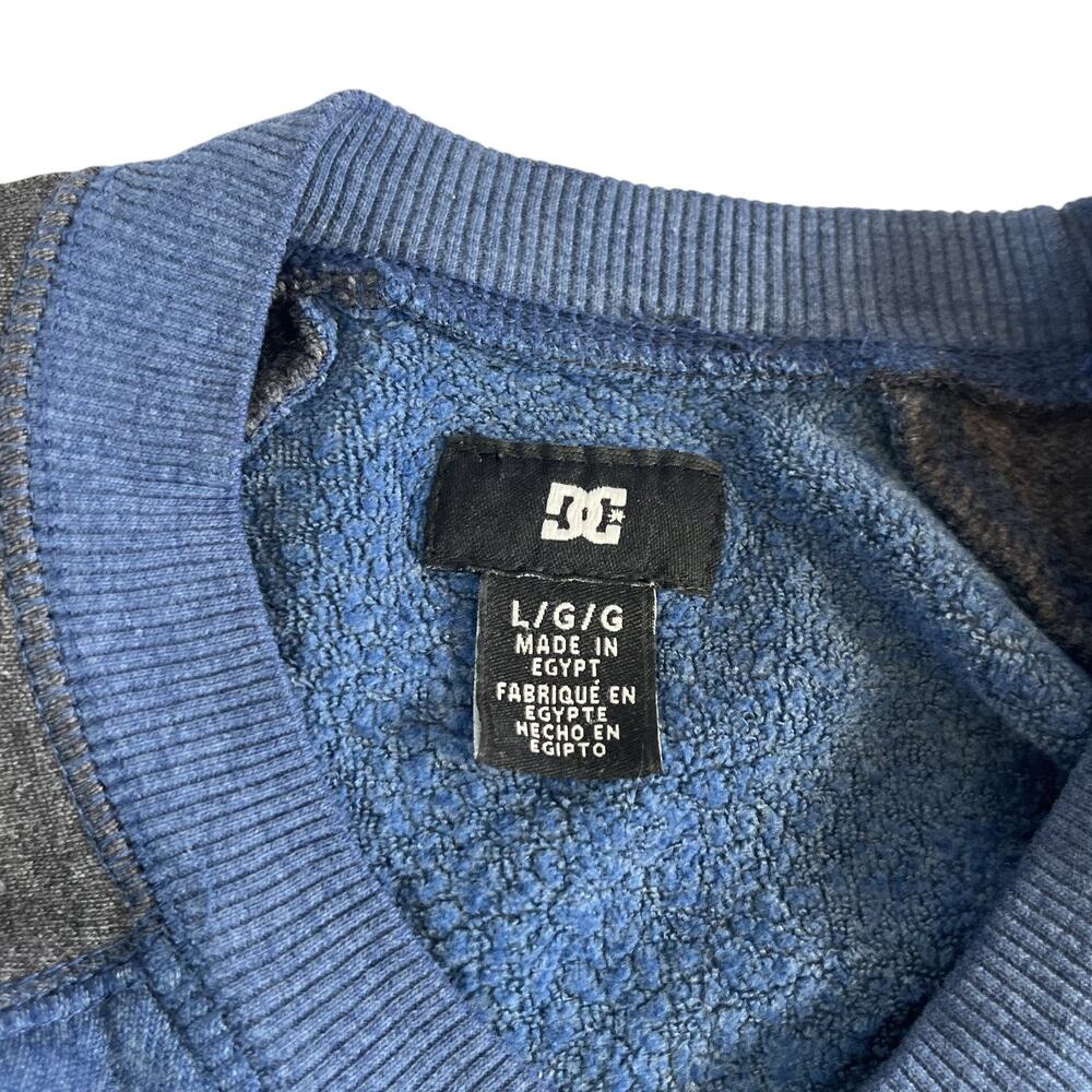 DC Shoes Crewneck Sweatshirt Mens Large Blue Grey Fleece Pullover Skate Logo L - Picture 5 of 8